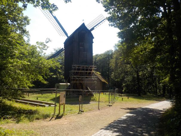 Sie sehen ein Bild vom Freilichtmuseum mit einer Mühle.